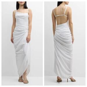 Jacquemus La Robe Saudade Longue Ruched Maxi Dress Size EU 36